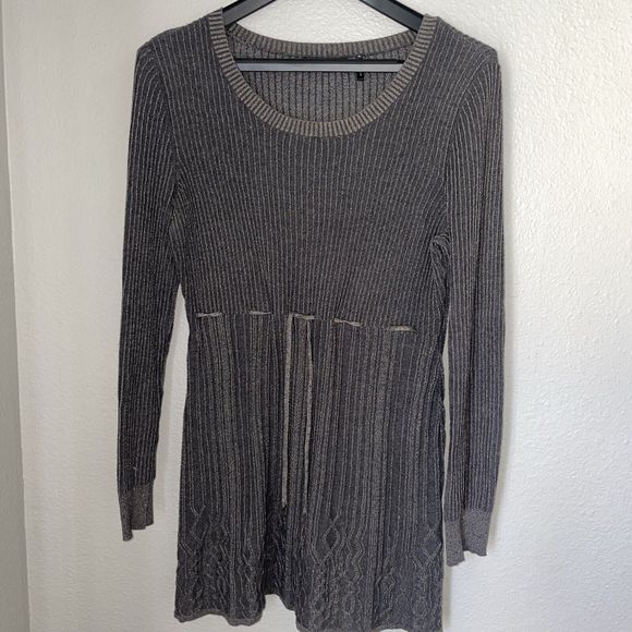 Daisy Fuentes Women's Medium Long Sleeve Cable Knit Grey Sweater Tunic - Picture 1 of 7